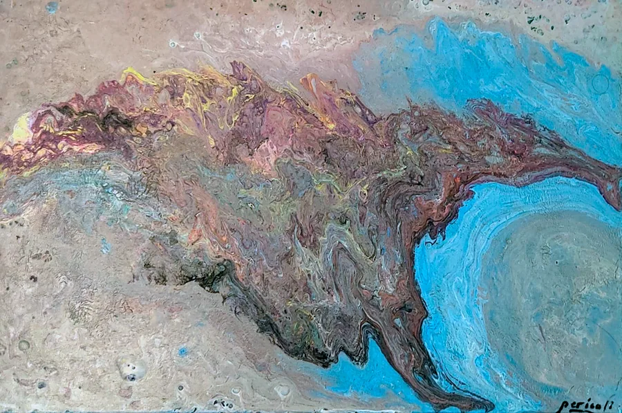Pintura matérica en grises y azules
